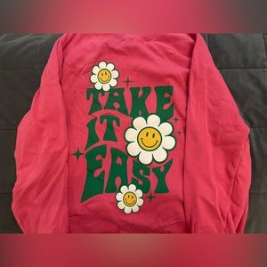 Pink Preppy Crewneck with Flowers